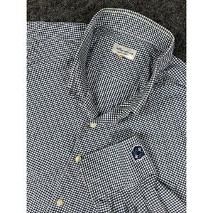 Peter Millar Summer Comfort Men 2XL Long Sleeve Blue Gingham Check Performance